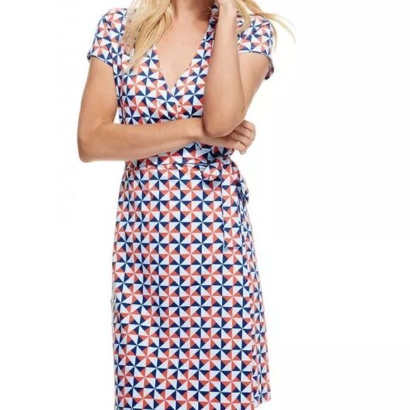 EUC J. McLaughlin for Dillards Geometric Print Short Sleeve Wrap Dress Size XL - Picture 2 of 4